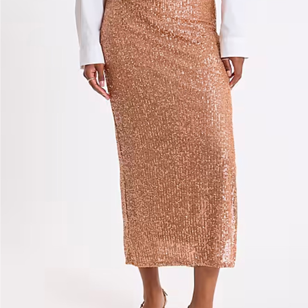 GORGEOUS NWT EXPRESS High Waisted Fitted Sequin Midi Skirt~Size L